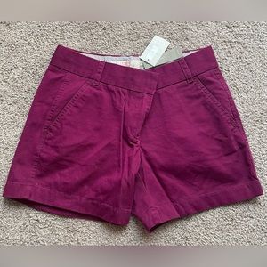 NWT J. CREW WINE/PLUM CHINO 5” INSEAM SHORTS SIZE 2